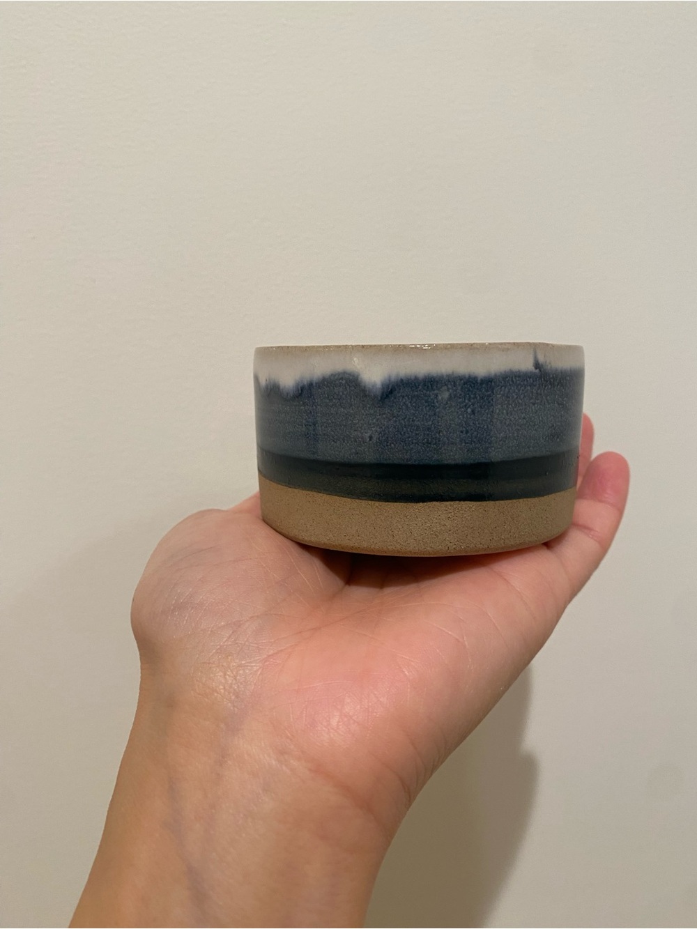 Brian Giniewski Handcrafted Blue and Tan Ceramic Bowl